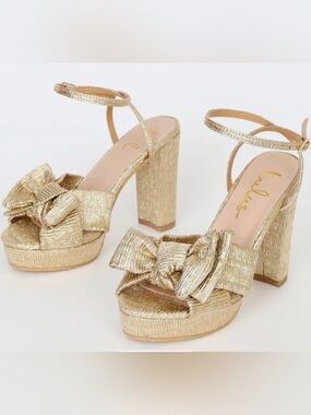 Lulus Gold Platform Bow Sandals with Ankle Strap - Loeffler Randal Similar
